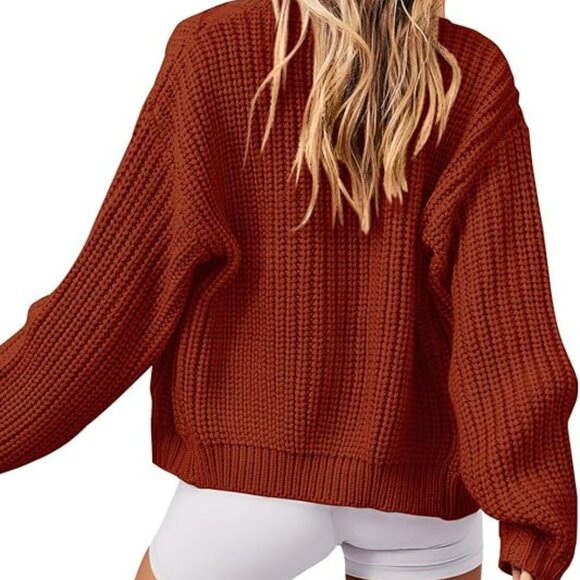 Chunky Knit Open Front Long Sleeve Short Cardigan with Zipper - Picture 2 of 5